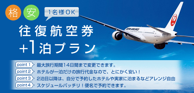 格安航空券+ホテル1泊付き